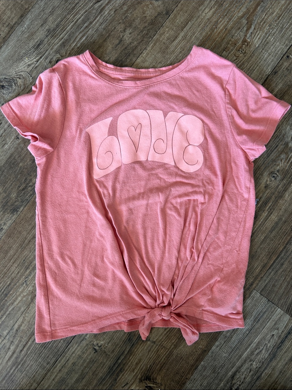 Old Navy Pink 'LOVE' Knot Front Short Sleeve Tee